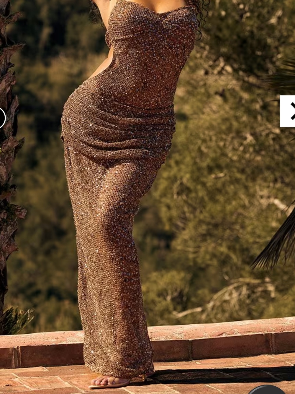 REVOLVE Bronze Sequin Slip Maxi Dress